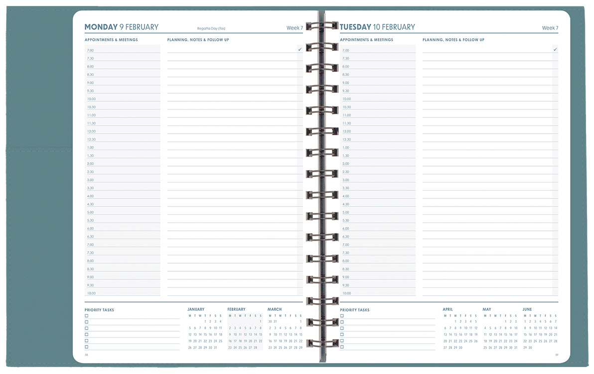 Wiro A4 Day to a Page - Dusty Blue