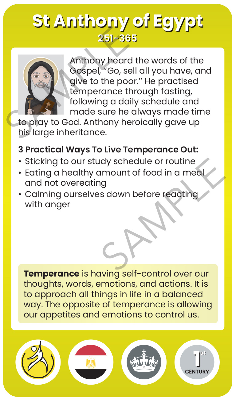 St Anthony of Egypt Character Virtue Card