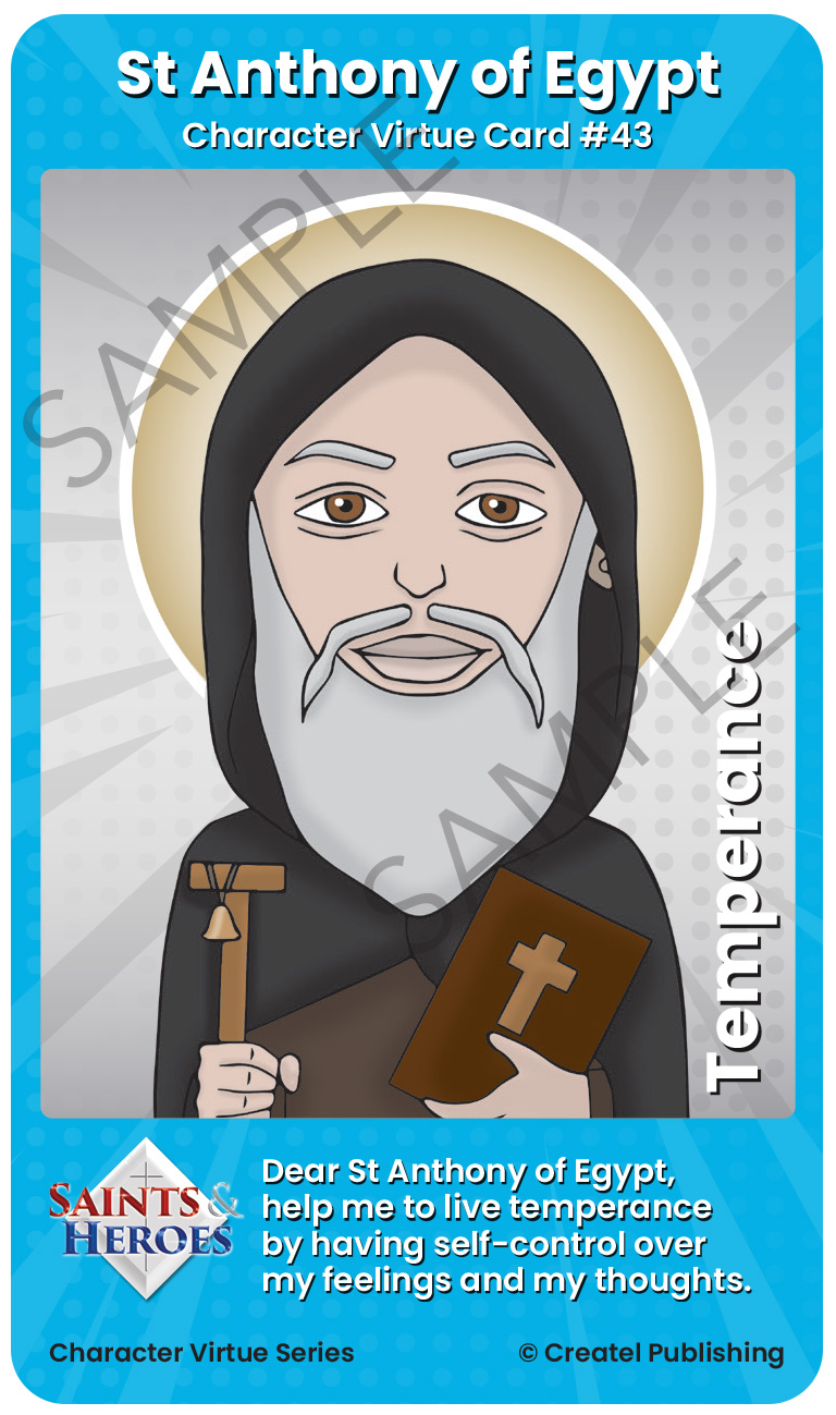 St Anthony of Egypt Character Virtue Card