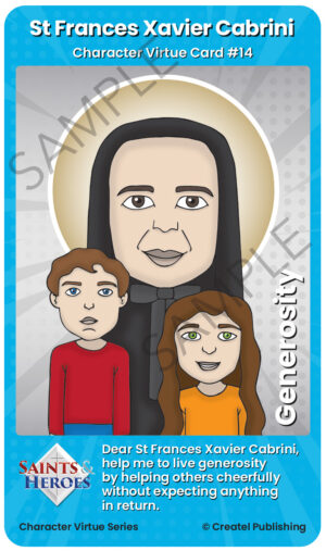 St Francis Xavier Cabrini Character Virtue Card