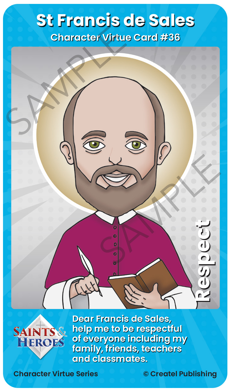 St Francis de Sales Character Virtue Card