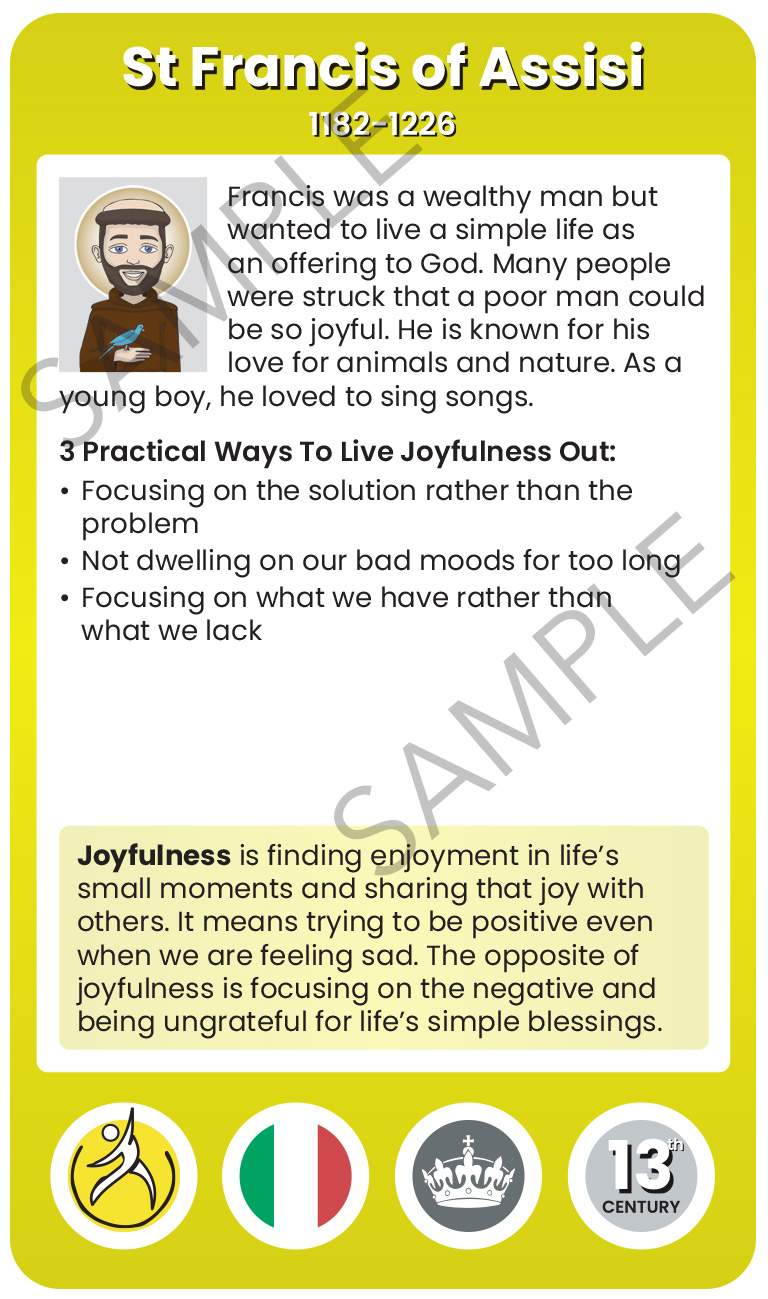 St Francis of Assisi Character Virtue Card
