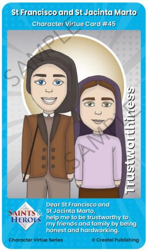St Francisco and St Jacinta Marto Character Virtue Card