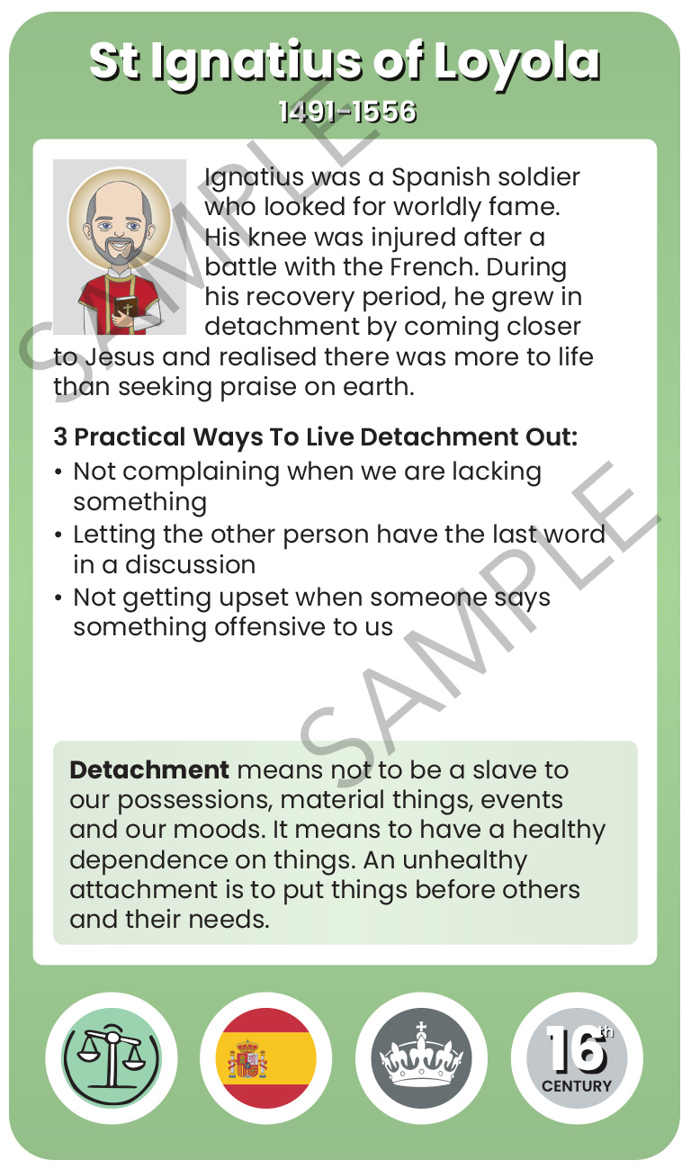 St Ignatius of Loyola Character Virtue Card