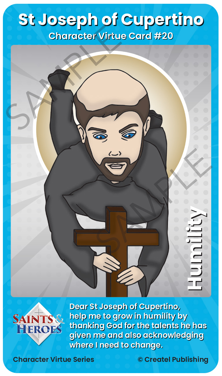 St Joseph of Cupertino Character Virtue Card