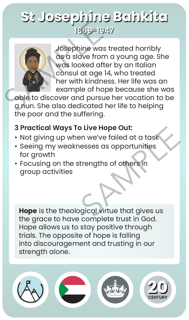 St Josephine Bahkita Character Virtue Card