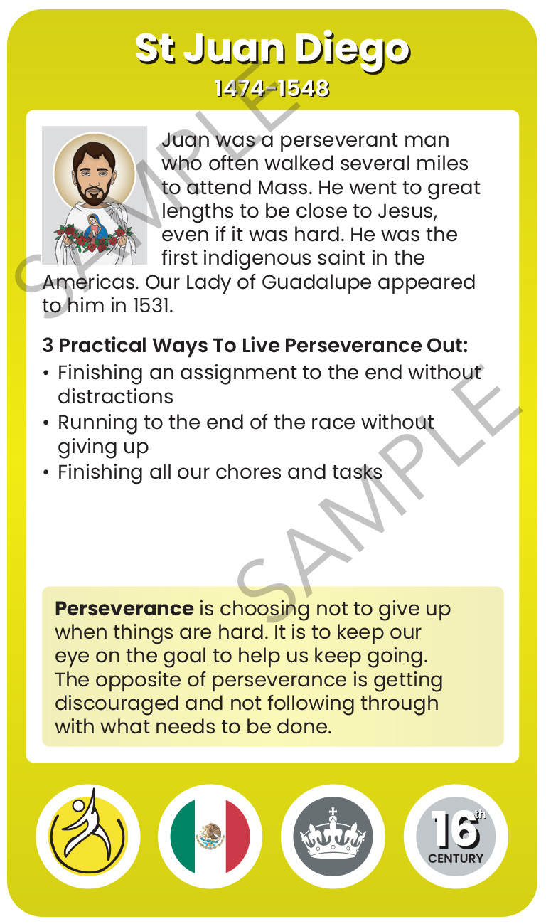 St Juan Diego Character Virtue Card