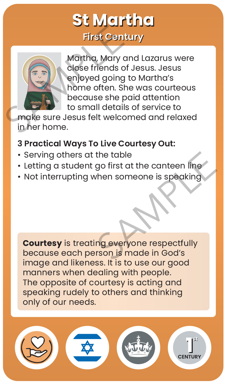 St Martha Character Virtue Card