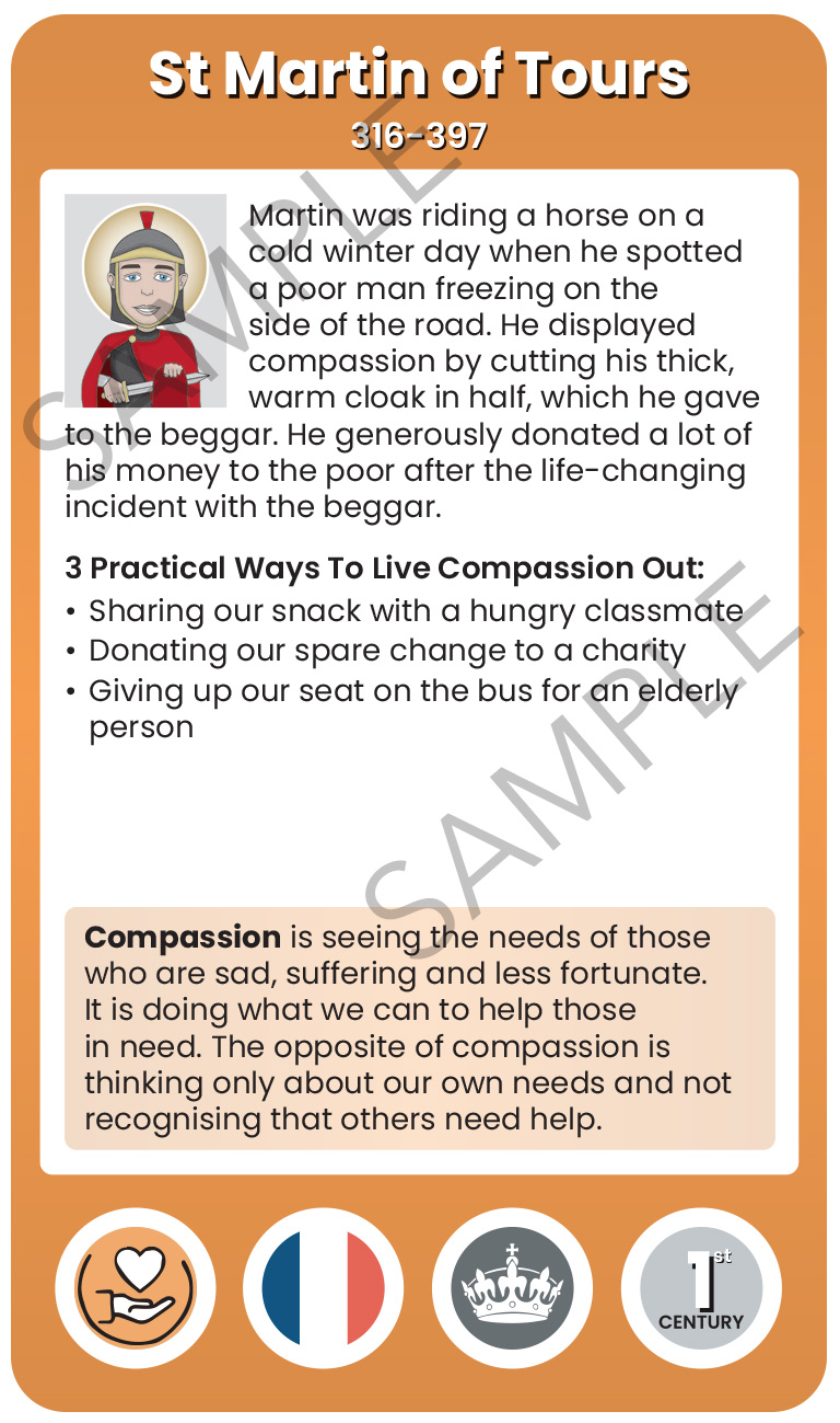 St Martin of Tours Character Virtue Card