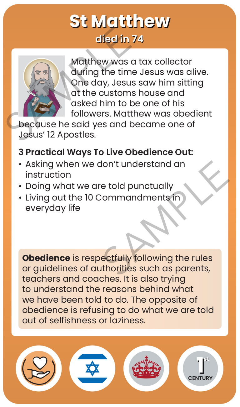 St Matthew Character Virtue Card
