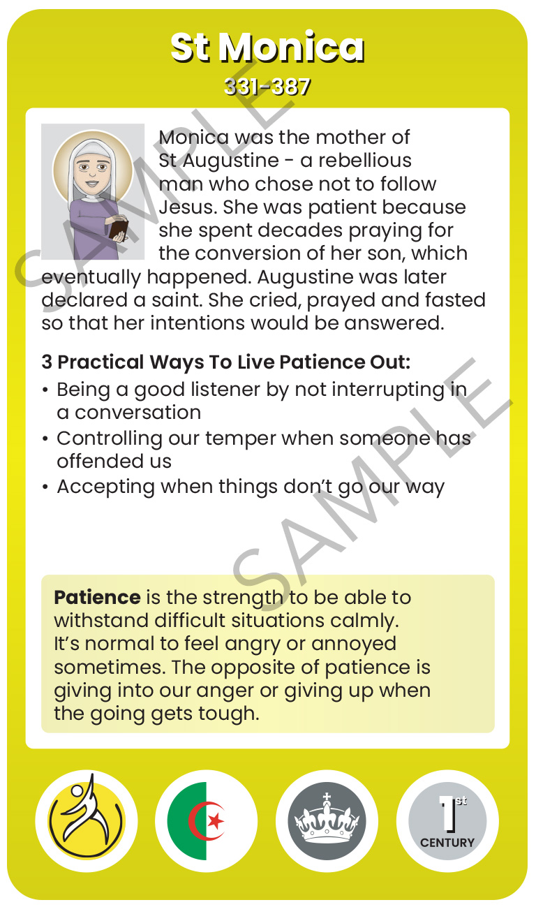 St Monica Character Virtue Card