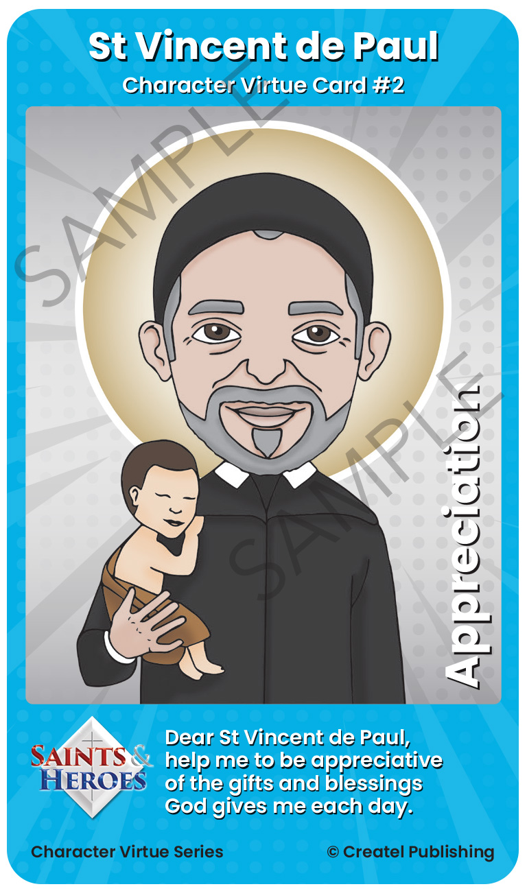 St Vincent de Paul Character Virtue Card