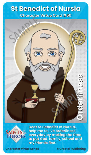 St Benedict of Nursia Character Virtue Card
