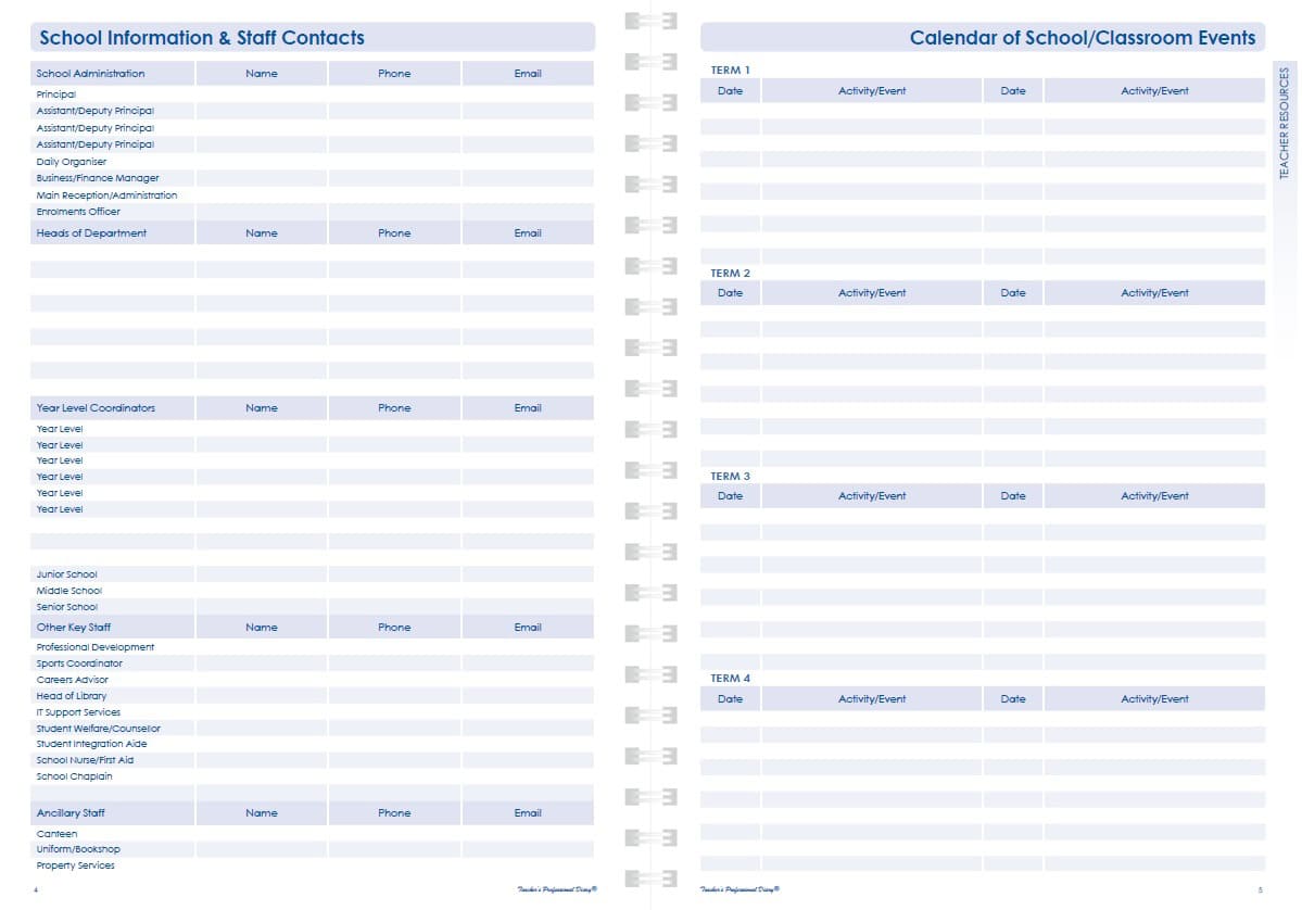 Secondary Weekly Undated Wiro Bound