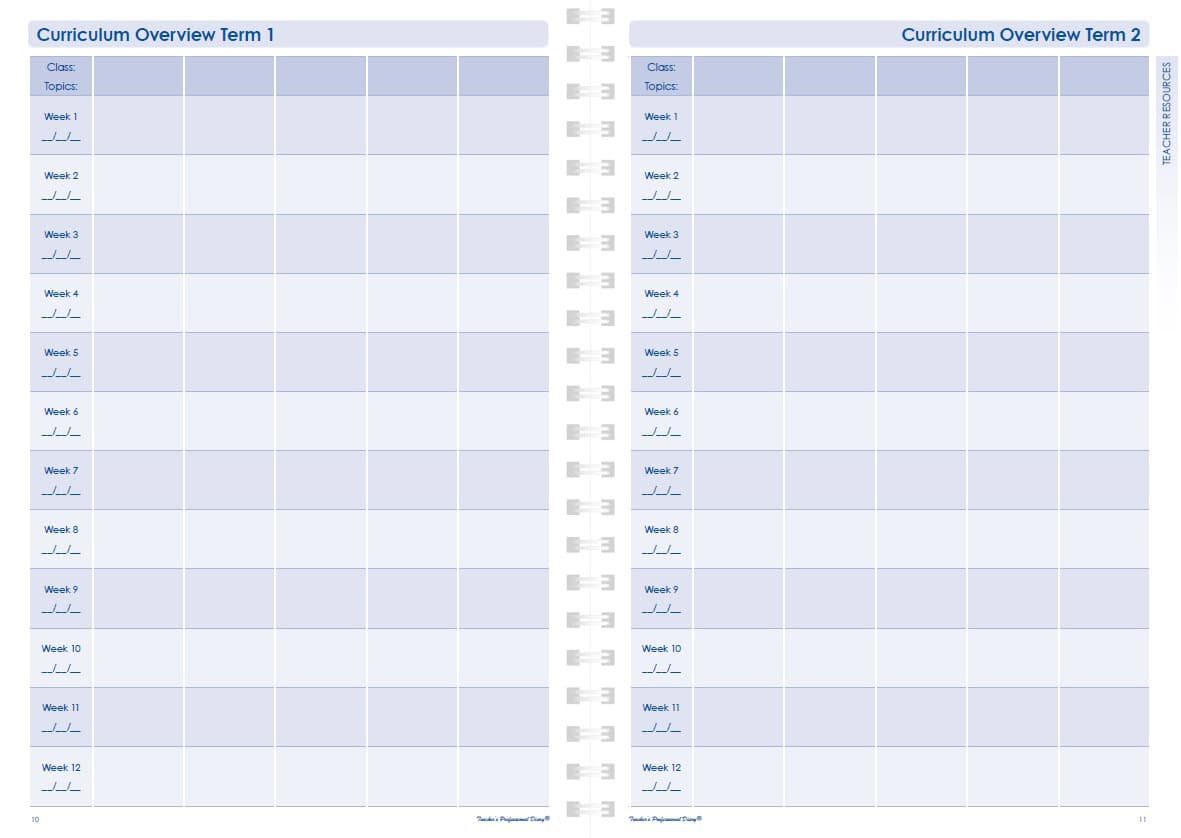 Secondary Weekly Undated Wiro Bound