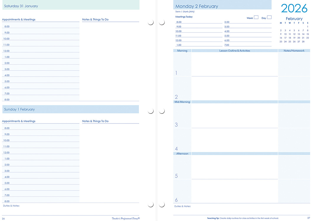 Compact A5 Daily Planner Loose-Leaf Refill