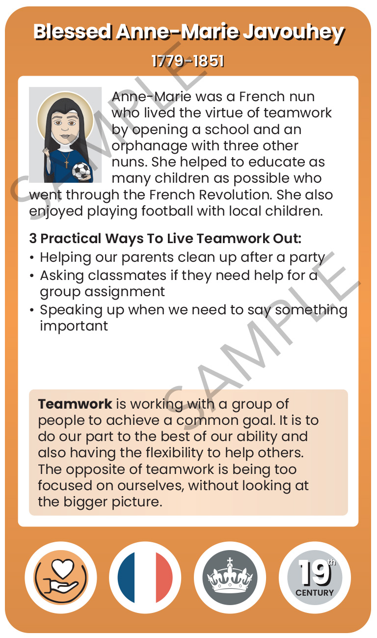 Blessed Anne-Marie Javouhey Character Virtue Card
