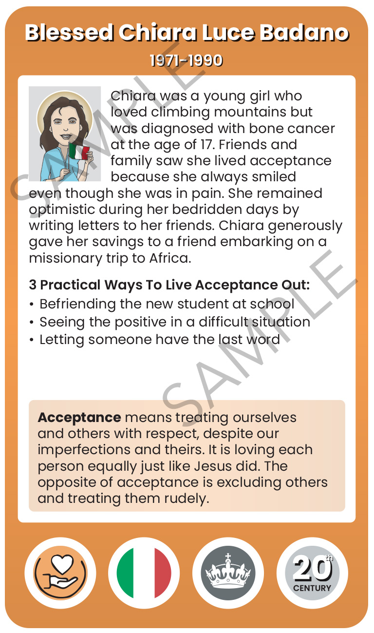 Blessed Chiara Luce Badano Character Virtue Card