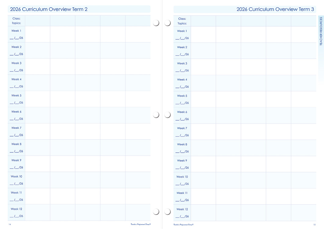 Secondary 6 Period Daily Loose Leaf