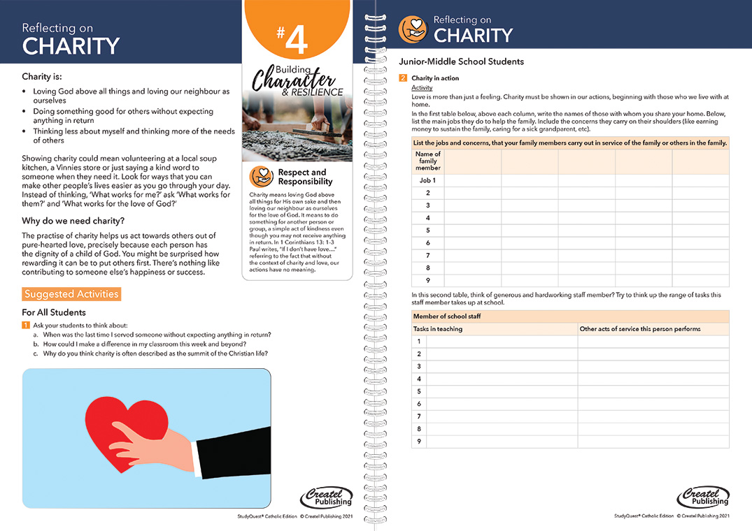 BCR Secondary Catholic Teacher Worksheet Masters