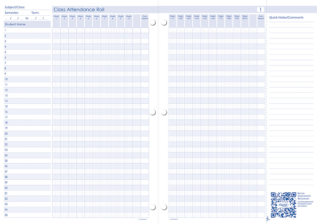 Secondary 6 Period Daily Loose Leaf